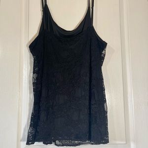Lane Bryant Black Lace Overlay Tank Top Women’s Plus 22/24 Tunic Stretch